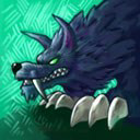 The Wolf profile icon: a snarling blue wolf with white claws on a green background